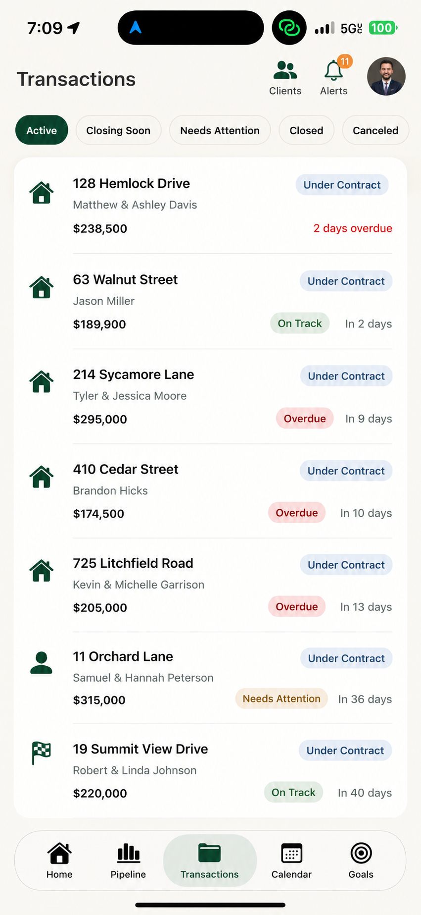 DealTrackr active transactions