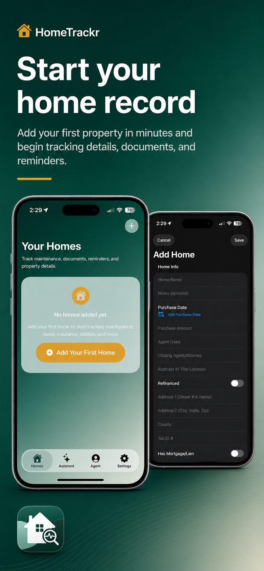 HomeTrackr start your home record preview