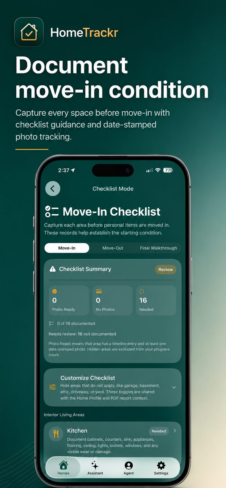 HomeTrackr move-in condition checklist preview